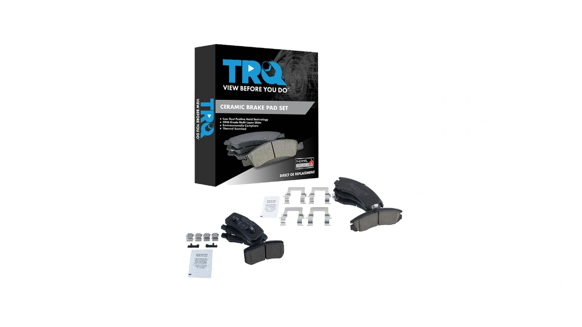 Trq Front And Rear Brake Pad Set Ceramic Hardware Compatible
