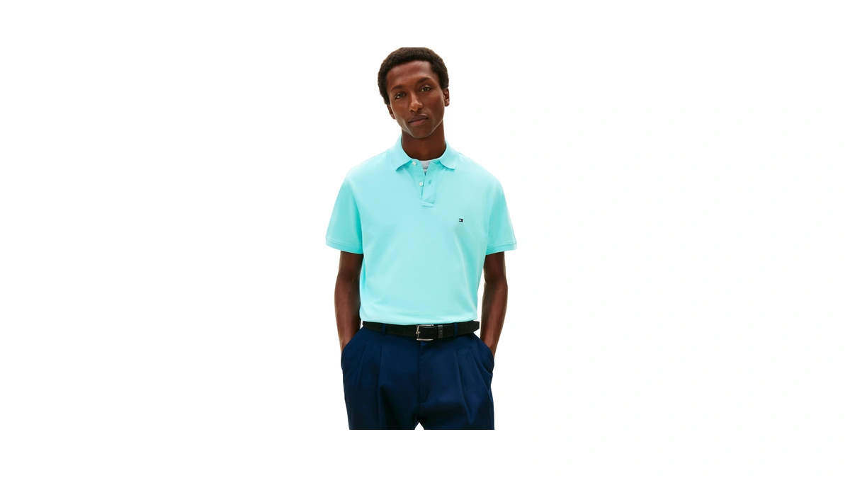 Tommy Hilfiger Men's 1985 Classic Short Sleeve Polo, Dewy Blue