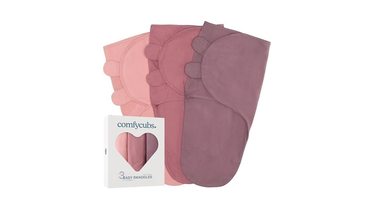 Comfy Cubs Easy Swaddle Blanket, 3 Pack - 100% Cotton