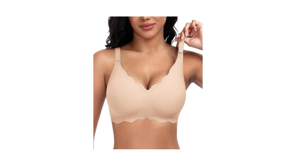 Documo Bras For Women Scalloped No Underwire Wireless Seamless Bra