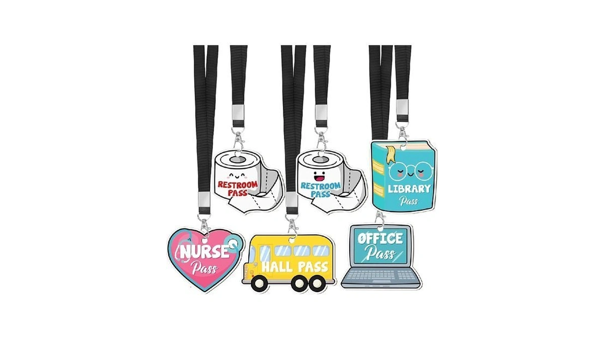 6 Set Hall Passes For Classrooms Wooden Hall Pass Lanyards