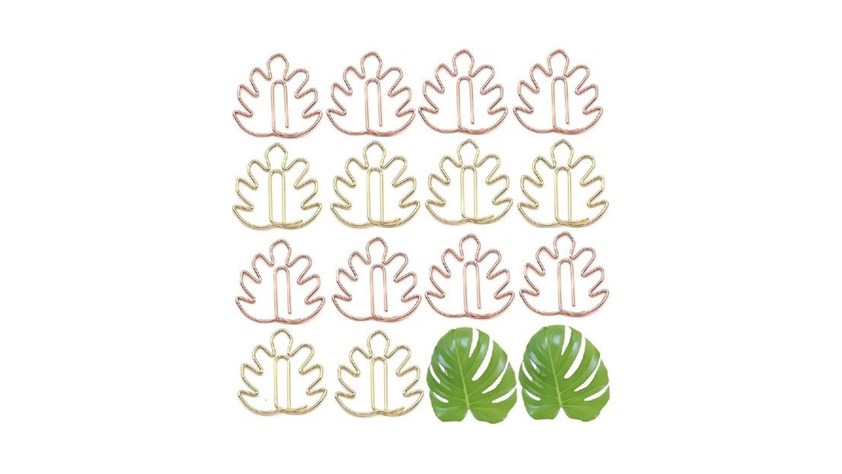 20 Pcs Monstera Leaf Paper Clips - Cute Metal Paperclips