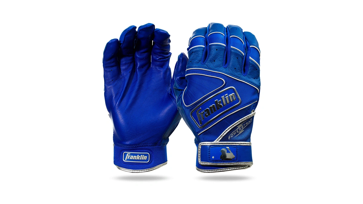 Franklin Sports Chrome Powerstrap Batting Gloves - Royal - Adult