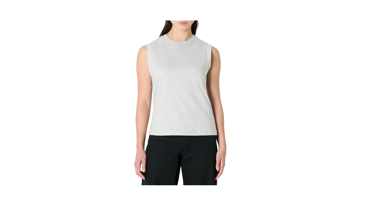 Amazon Essentials Women's Relaxed-fit Cotton Muscle Tee, Light Grey Heather,