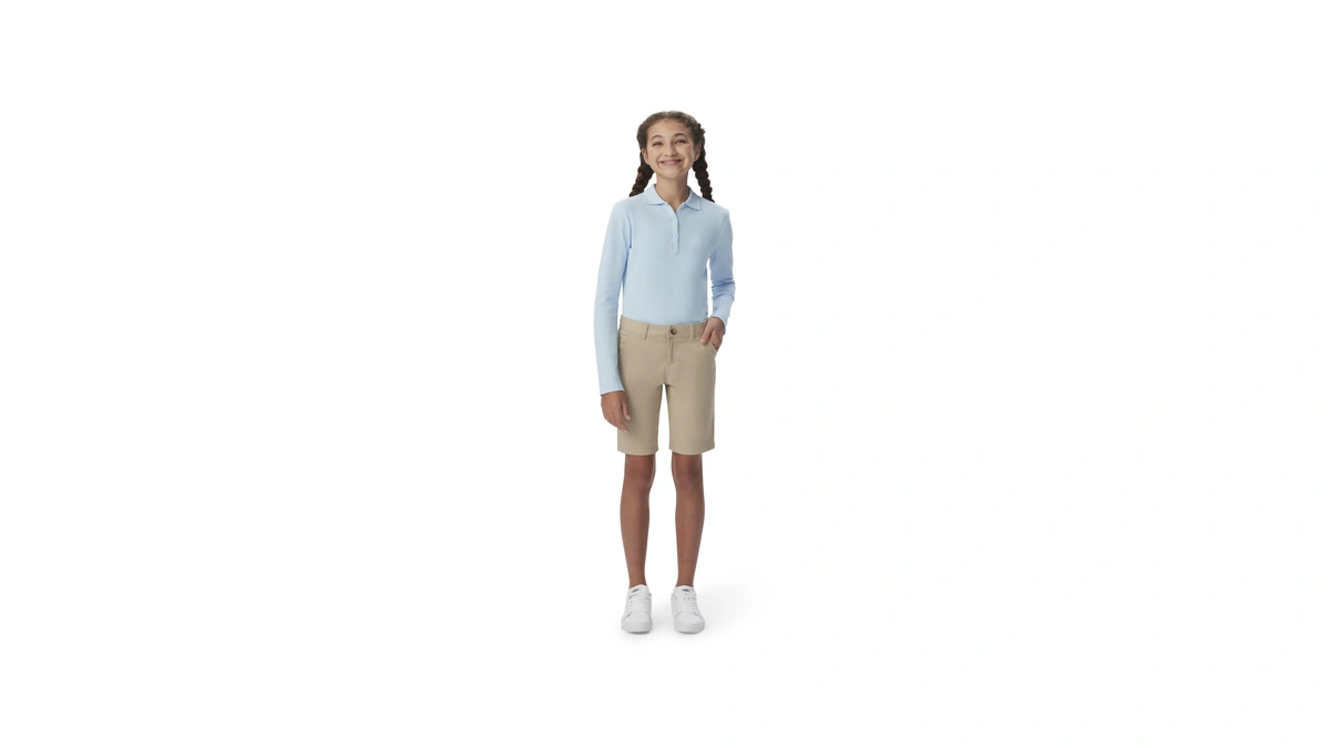 French Toast Girls' Adjustable Waist Twill Bermuda Shorts, Khaki, 10