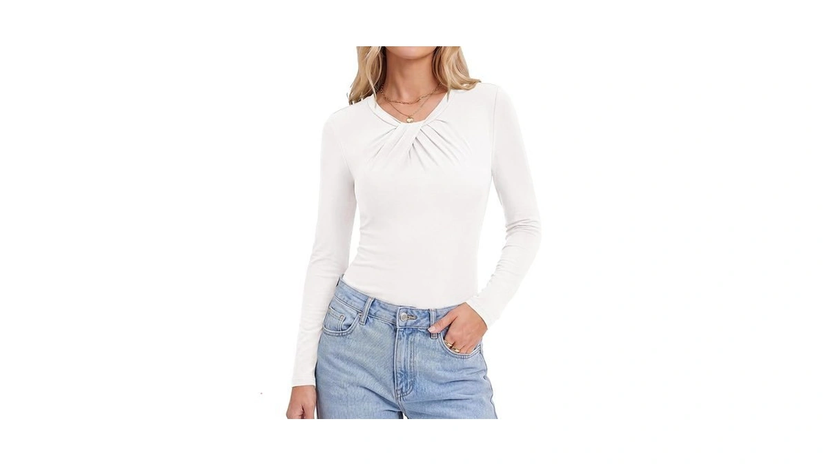 Kirundo Long Sleeve Tops For Women Business Casual Outfits,white,xxl