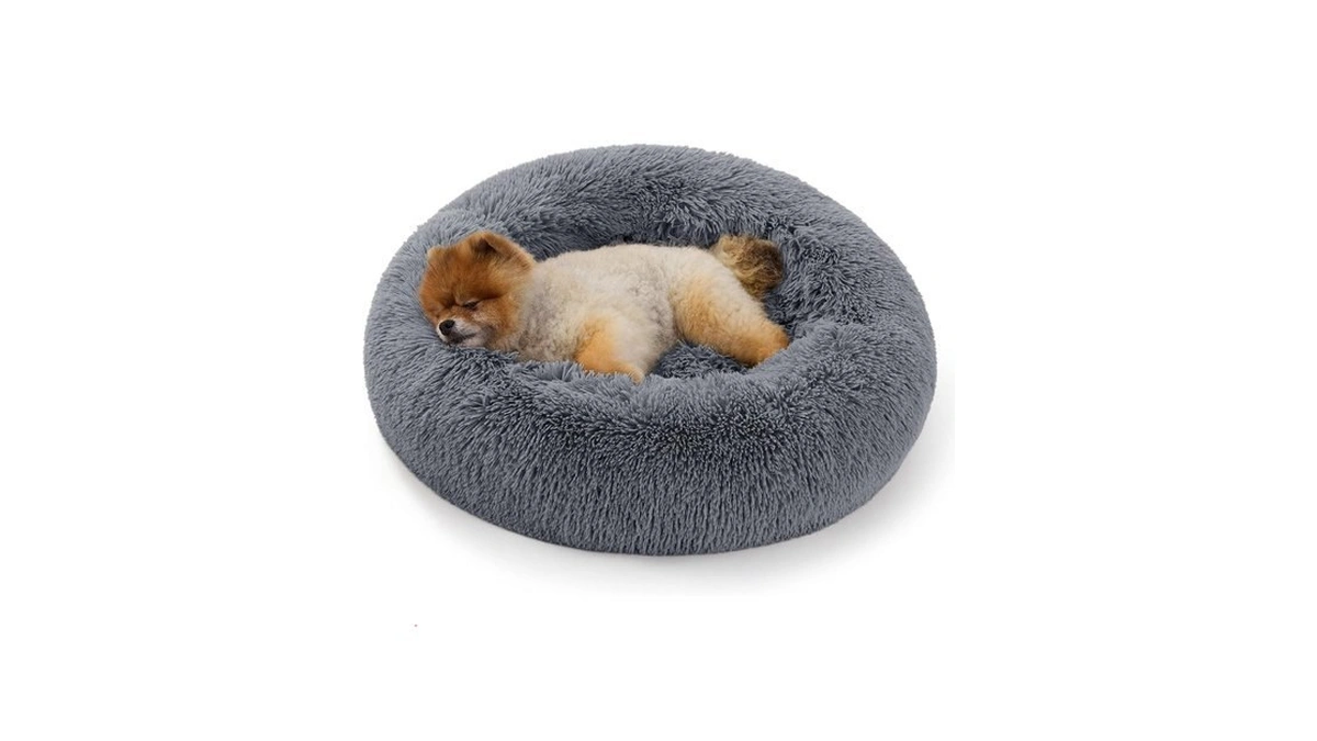 Bedsure Calming Donut Cat Bed - Fluffy Plush Round Pet