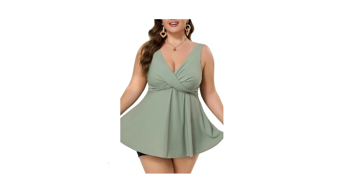 Cocopear Plus Size Swimsuit For Women Crossover Swim Dress 2