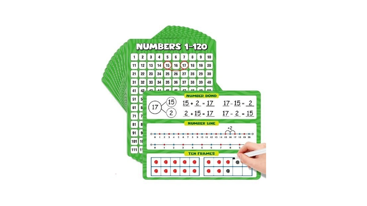 Mucadopia 12 Pack 1-120 Number Chart Dry Erase Flash Card,12"