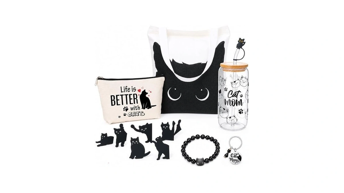 Ovveroche Cat Mom Gifts For Women,black Cat Themed Gift Set