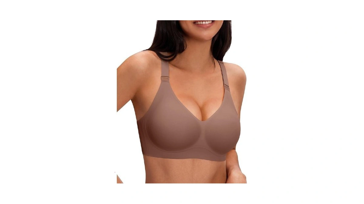 Finduself Jelly Bras For Women Deep V Wireless Seamless Tshirt