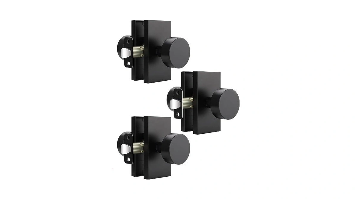 Ehomeware 3 Pack Black Interior Door Handle, Passage Door Knobs