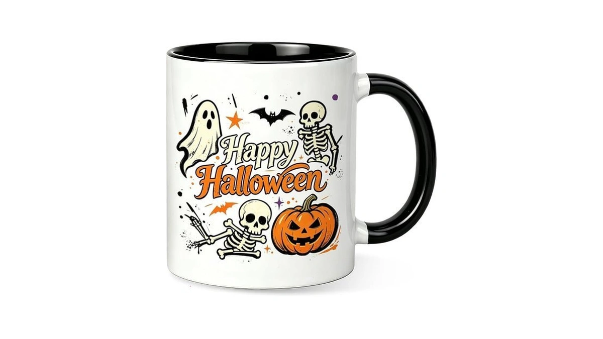 Lovyi Halloween Mug,spooky Halloween Coffee Mug With Ghost Skeleton Pumpkin