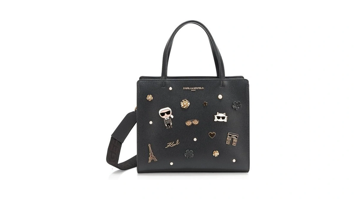 Karl Lagerfeld Women's Maybelle Pins Satchel, Black Multi, One Size