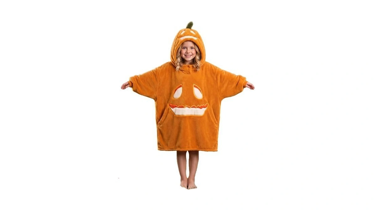 Kids Halloween Clothes Thicken Fleece Pumpkin Outfits For Cosplay