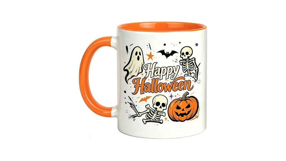 Boitlife Halloween Mug,spooky Ghost Skeleton Pumpkin Jack O Lantern Cup,