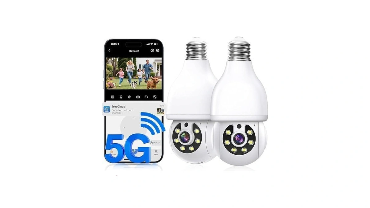 Jcmnete Light Bulb Security Camera, 5g&2.4ghz Wifi Light Bulb Cameras