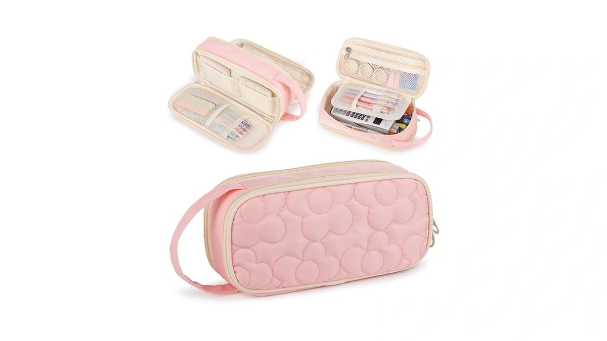 Bunnychill Pencil Case For Girls,flower Quilted Large Capacity Pencil Pouch