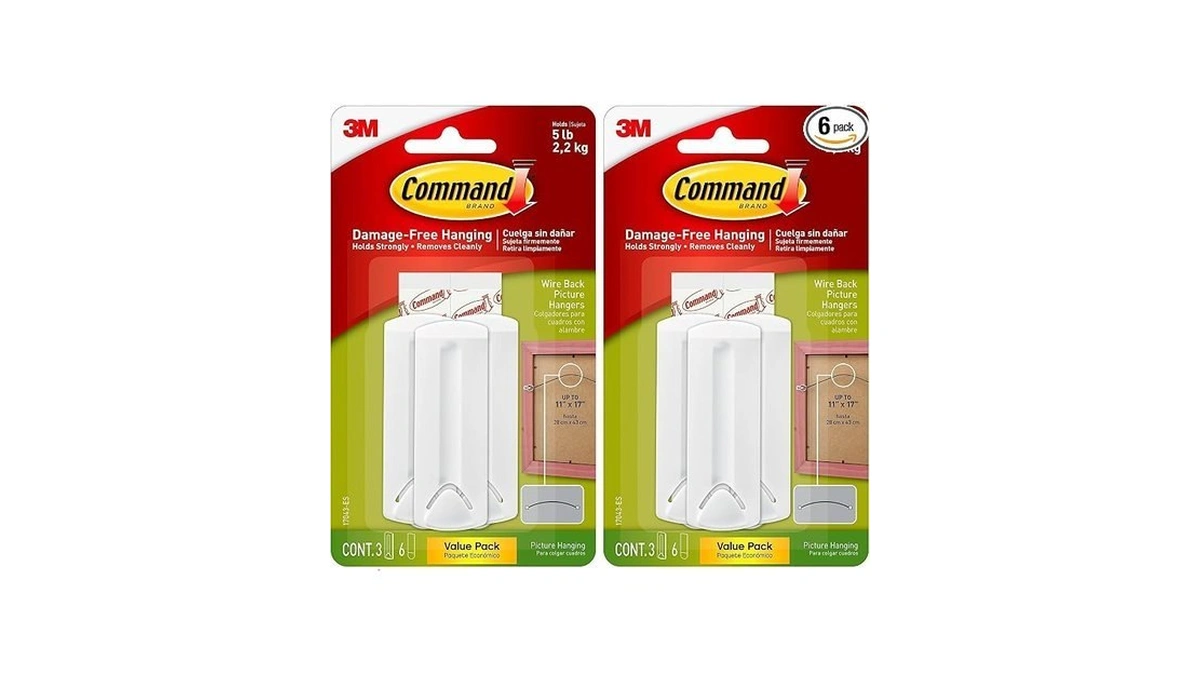 Command Wire-back Picture Hangers, Indoor Use, 3-hangers, 6-strips, Decorate Damage-free