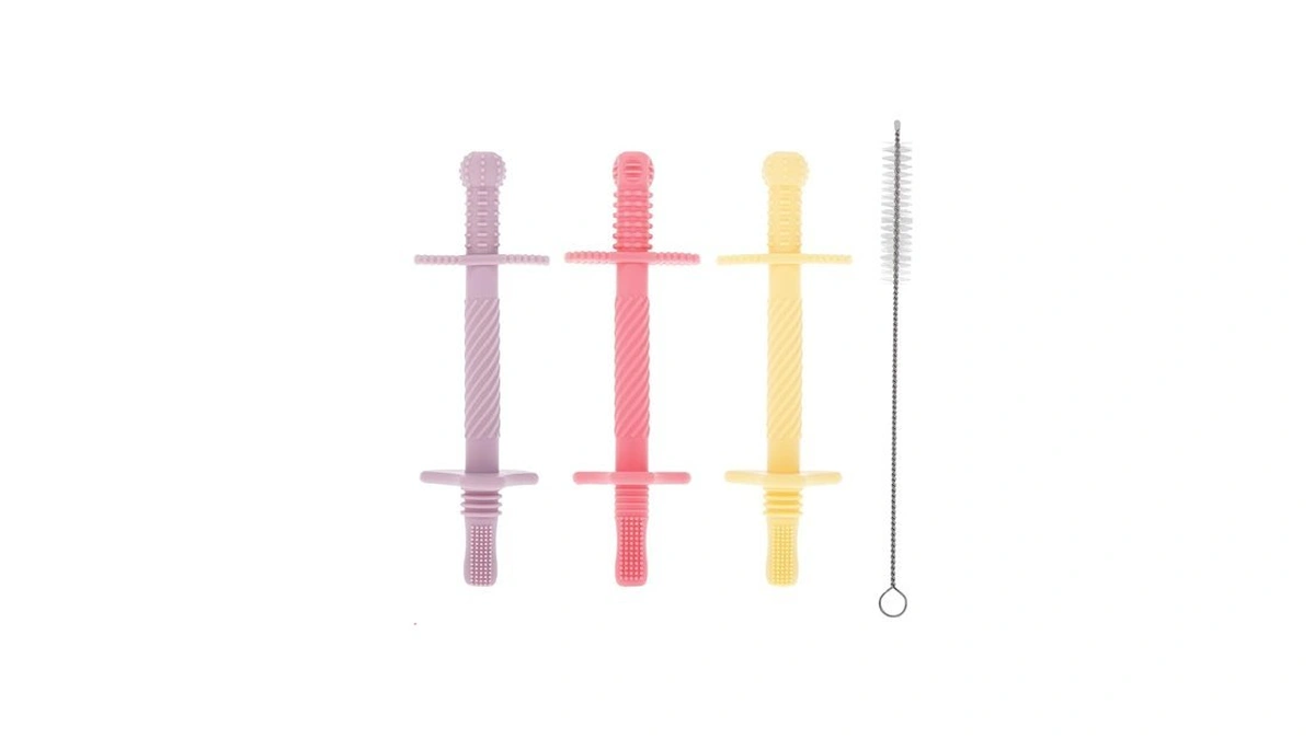 Nuby Sensory Silicone Tube Teethers - (3 Pack) Textured Infant