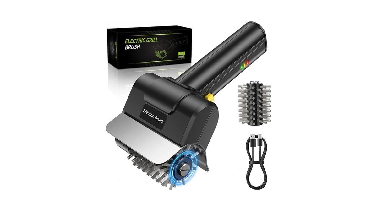 Utuko Electric Grill Brush, Rechargeable Electric Grill Cleaner 1500 Rpm,