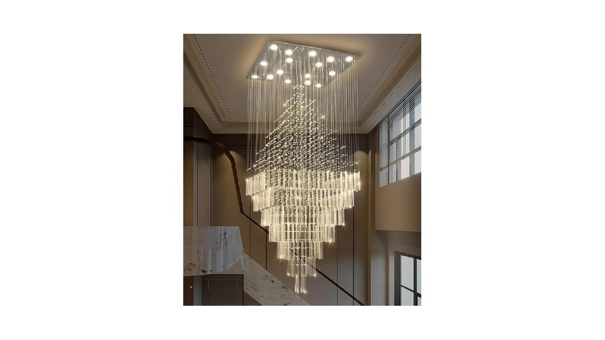 Haixiang W40 X H120 Glam Chandelier With Led Bulbs Square