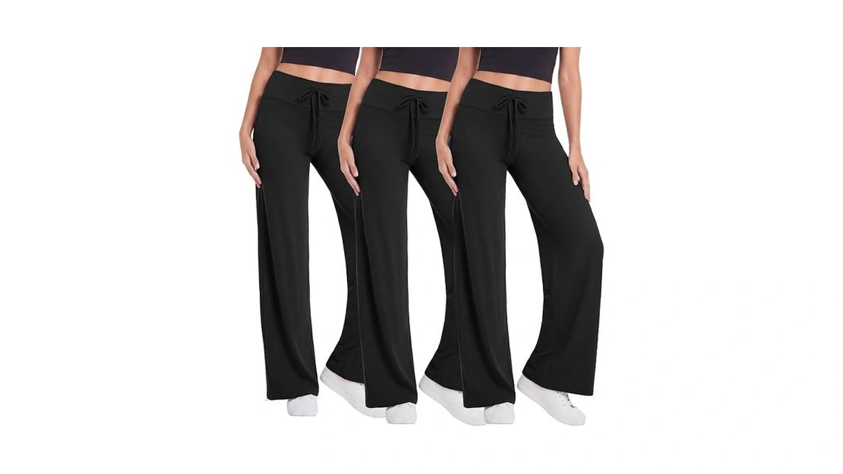 Tnnzeet 3 Pack Women's Wide Leg Pants - Casual Loose