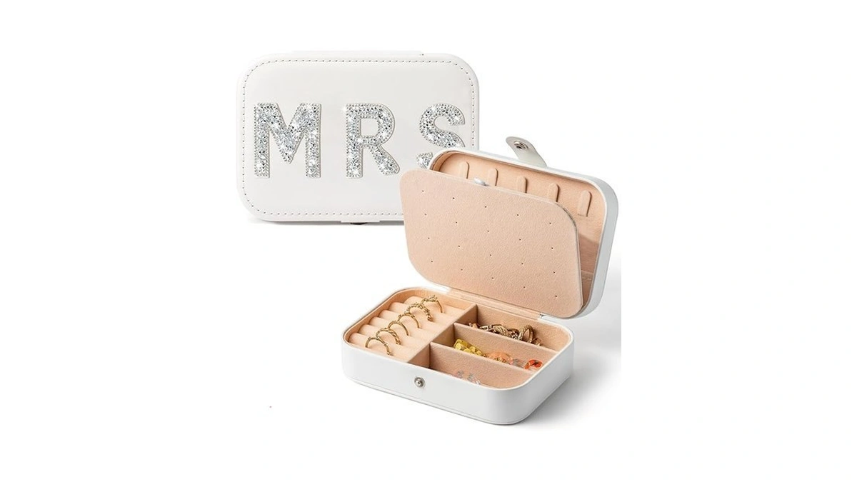 Belanttega Mrs Travel Jewelry Box For Lady Bride- Mini Diamond