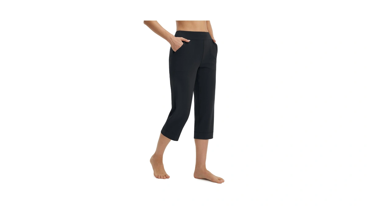 Baleaf Womens Capri Pants With Pockets Wide Leg Yoga Capris