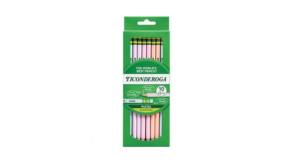 Ticonderoga® Pastel Pencils, 2 Soft, Assorted Colors, Pack Of 10