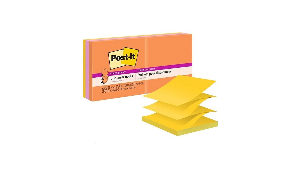 Post-it Super Sticky Dispenser Notes, 3 X 3 In, Energy