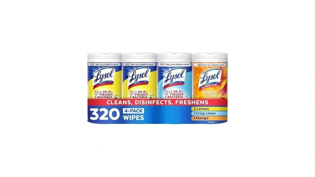 Lysol Disinfecting Wipes, Cleaner, Lemon + Mango + Linen, 80