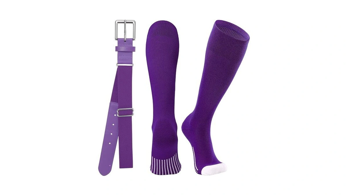 Suosdey Purple Baseball Socks And Belt Combo For Kids Youth