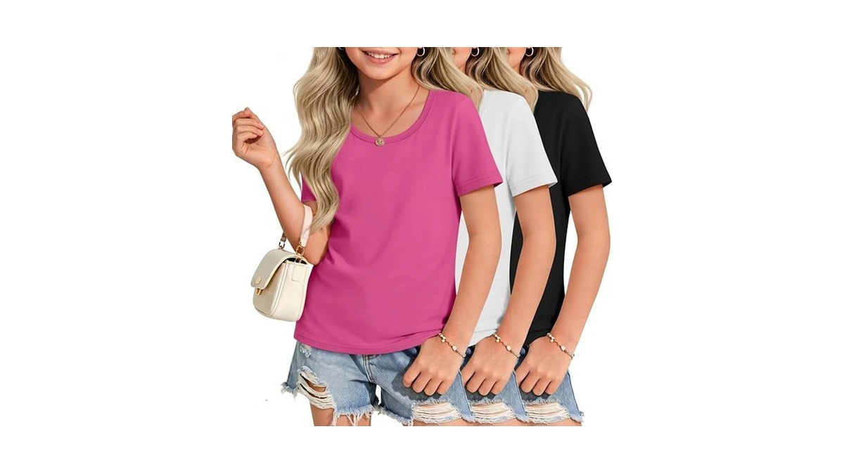 Lessonzoo 3 Pack Girl's T Shirts Short Sleeve Crew Neck