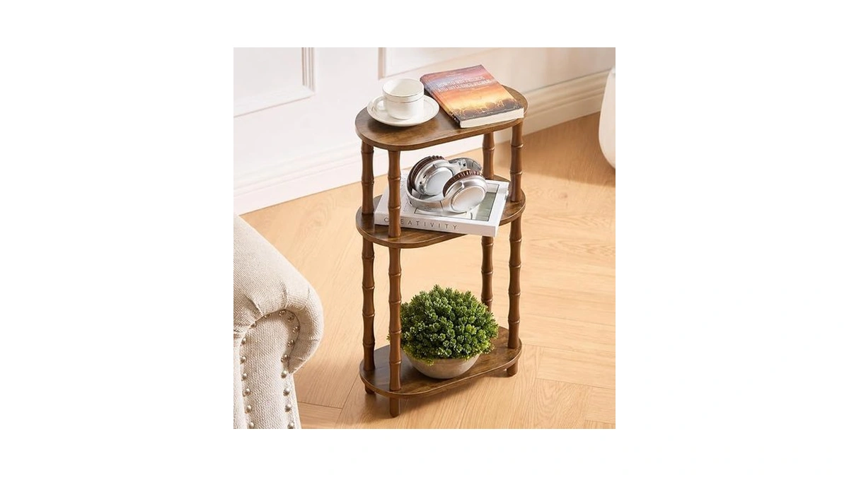 Orvado Narrow Side Table With Storage, 3-tier End Table Skinny