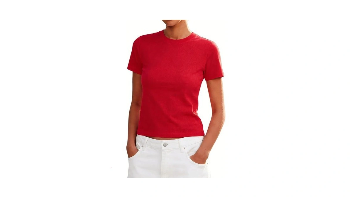 Prettywear Women Cotton Blend T Shirts Crew Neck Short Sleeve