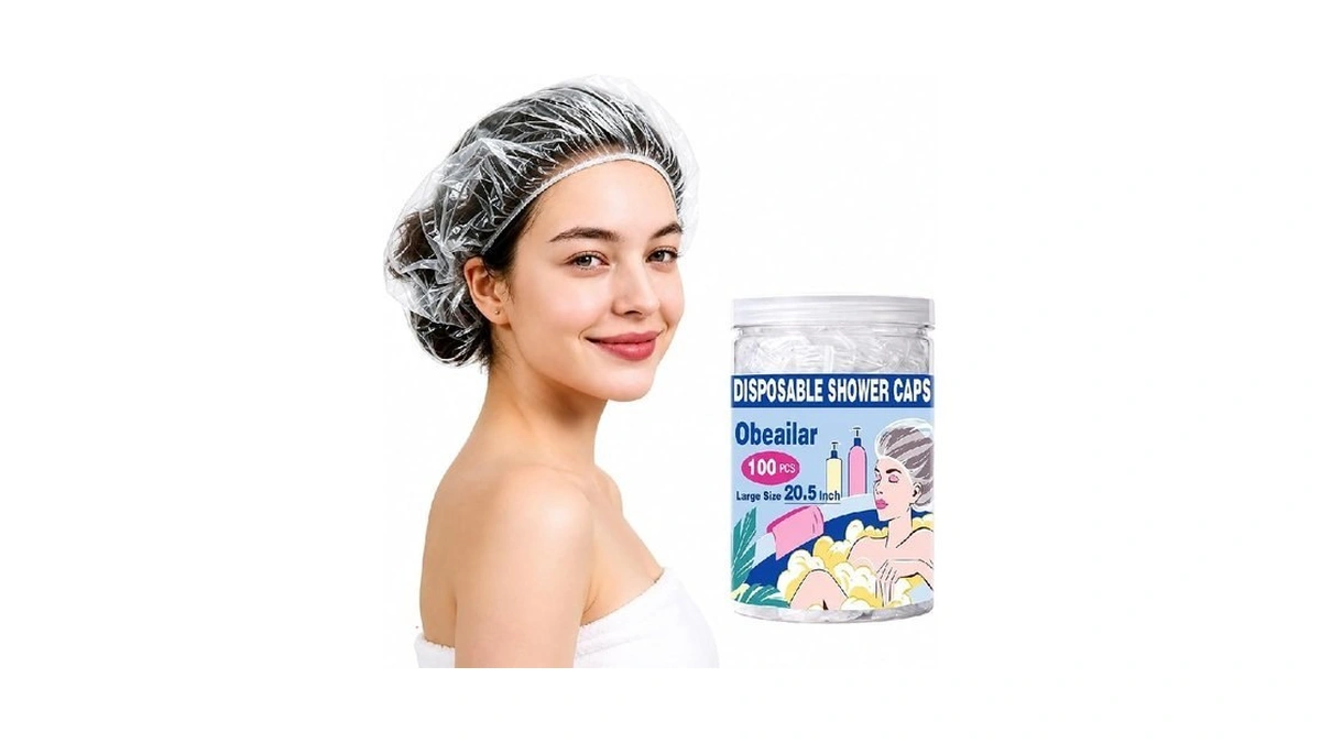 100 Pcs Disposable Shower Caps, 20.5 Inch Large Thick Plastic
