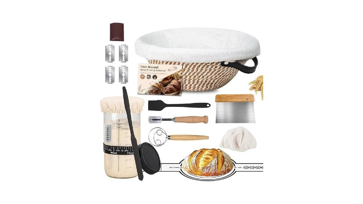 Sourdough Starter Kit 10" Round Banneton Bread Proofing Basket