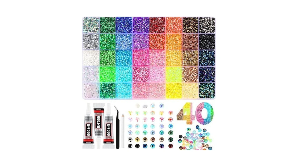 32000pcs 3mm Resin Jelly Rhinestones Kit, 40 Colors Multicolor Flatback
