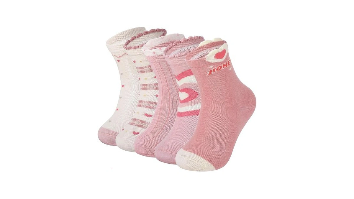 Scenicamp 5 Pairs Kids Crew Athletic Socks Cotton 6-8years Ruffle