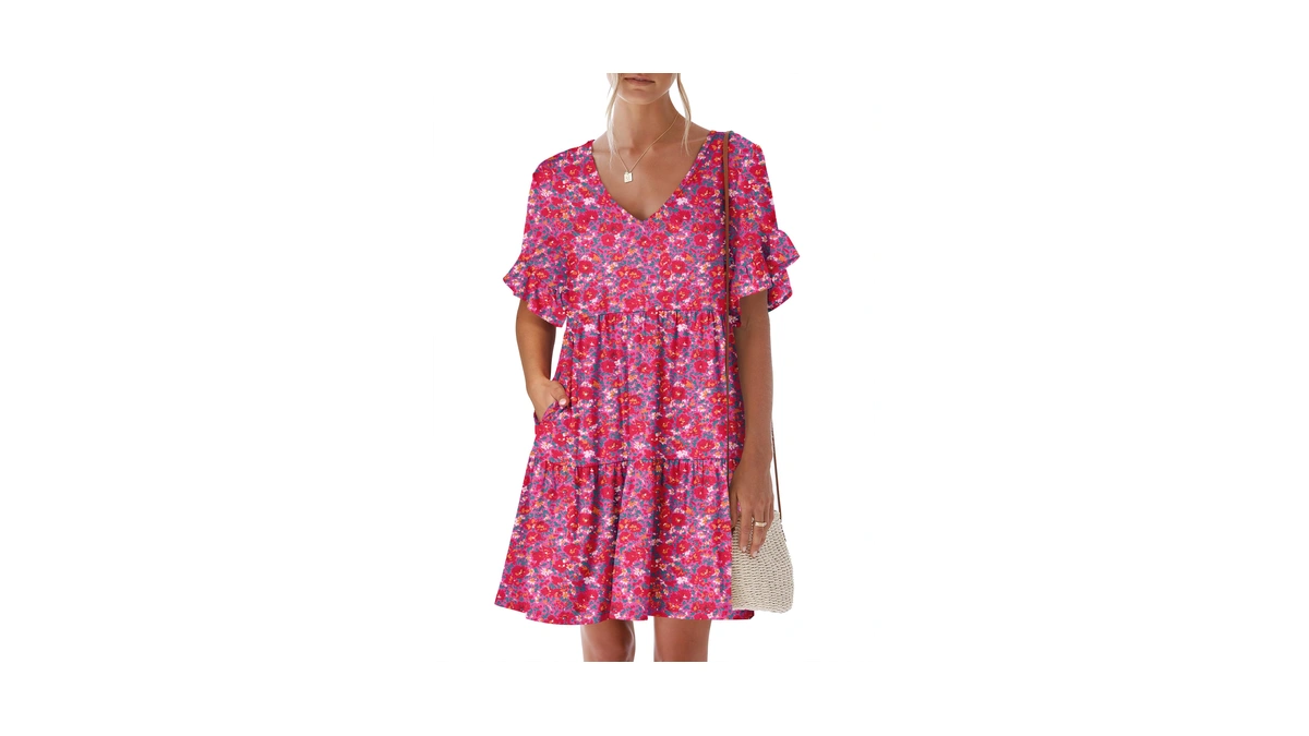 Anrabess Dresses For Women Summer 2026 V Neck Ruffle Sleeve