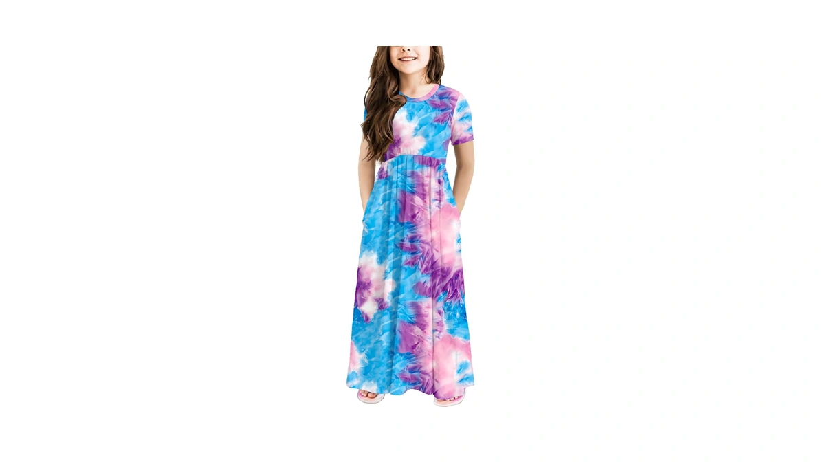Storeofbaby Colorful Tie Dye Maxi Dress Little Girls Summer 12-13y