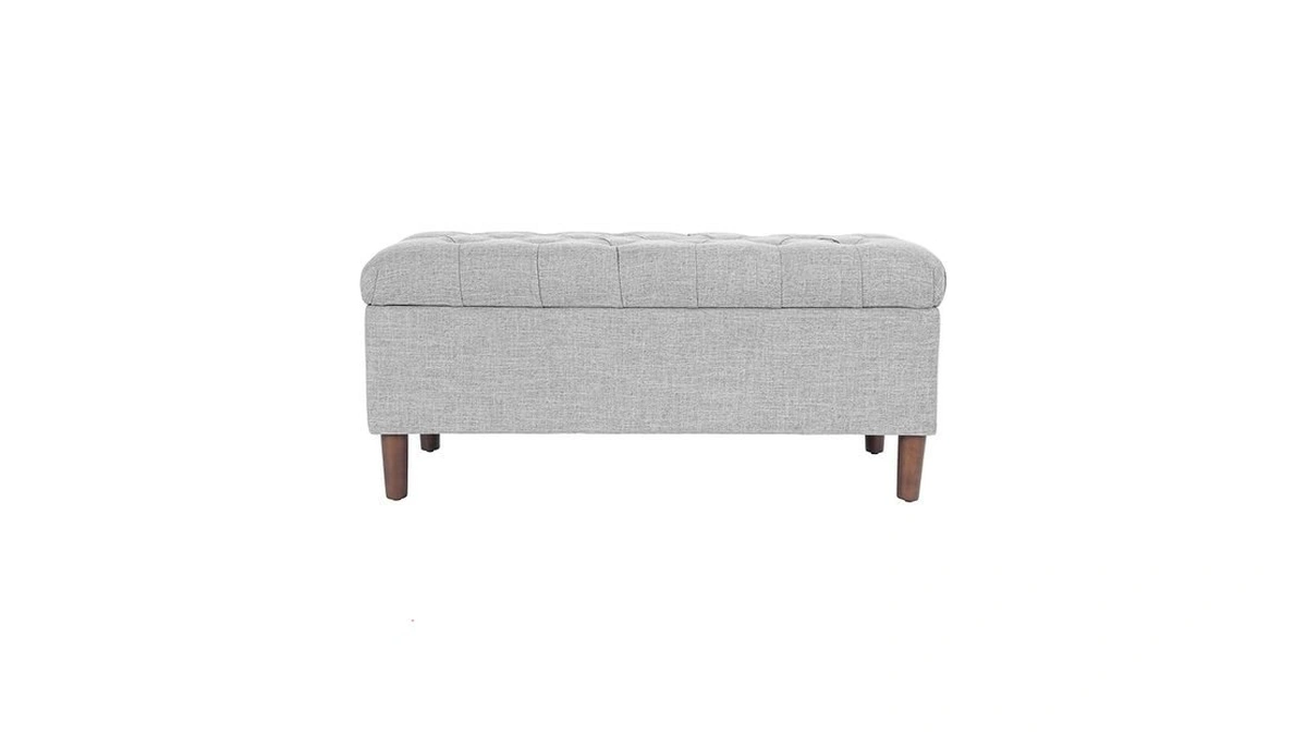 Homepop 40" Ainsley Button Tufted Storage Bench - Gray Woven