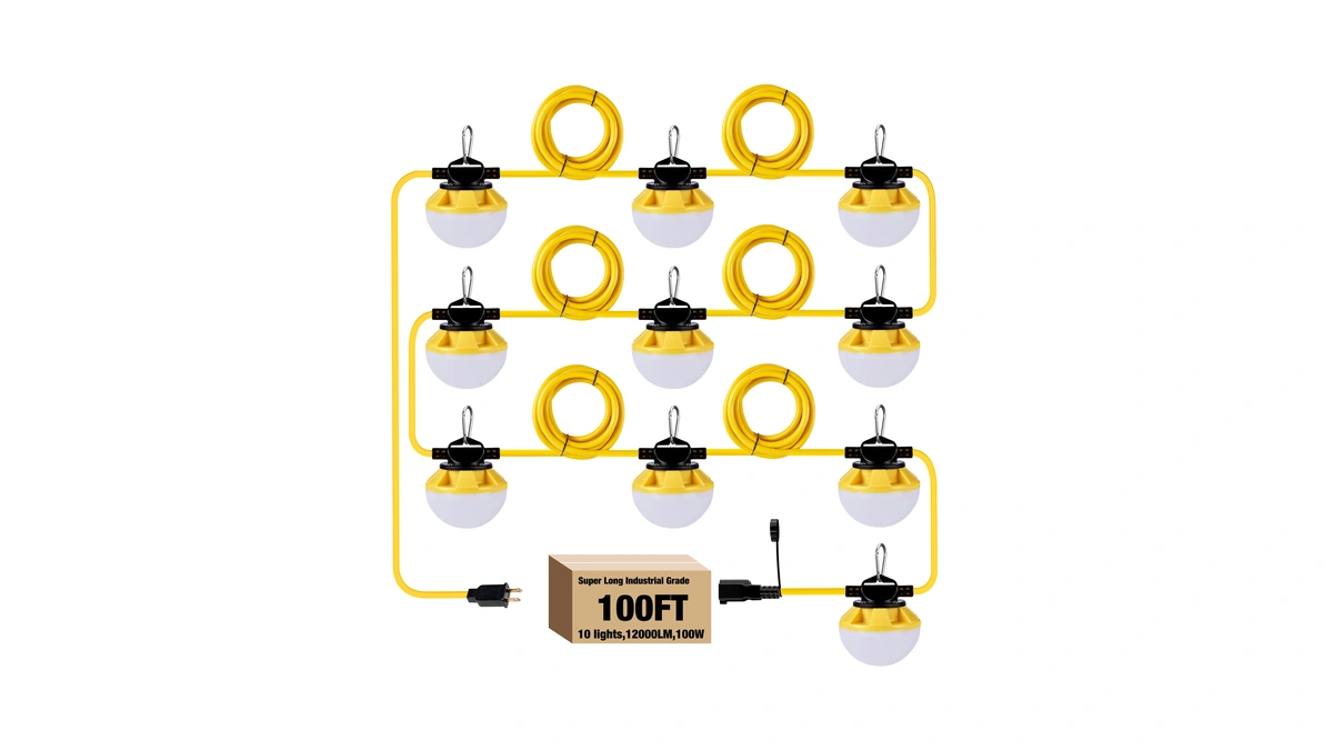 G Gjia 100ft Construction String Lights, Ip65 Waterproof Etl Certified