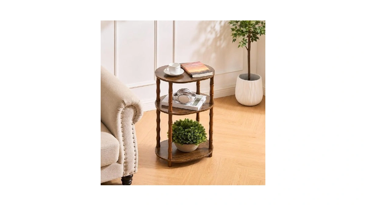 Orvado Side Table, 3-tier Oval Accent Small End Table, Modern