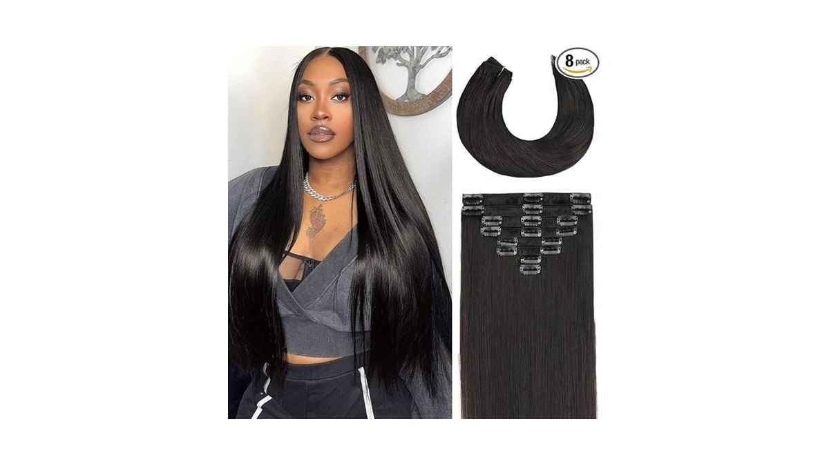 Psiool Invisible Clip In Hair Extensions Real Human Hair 18