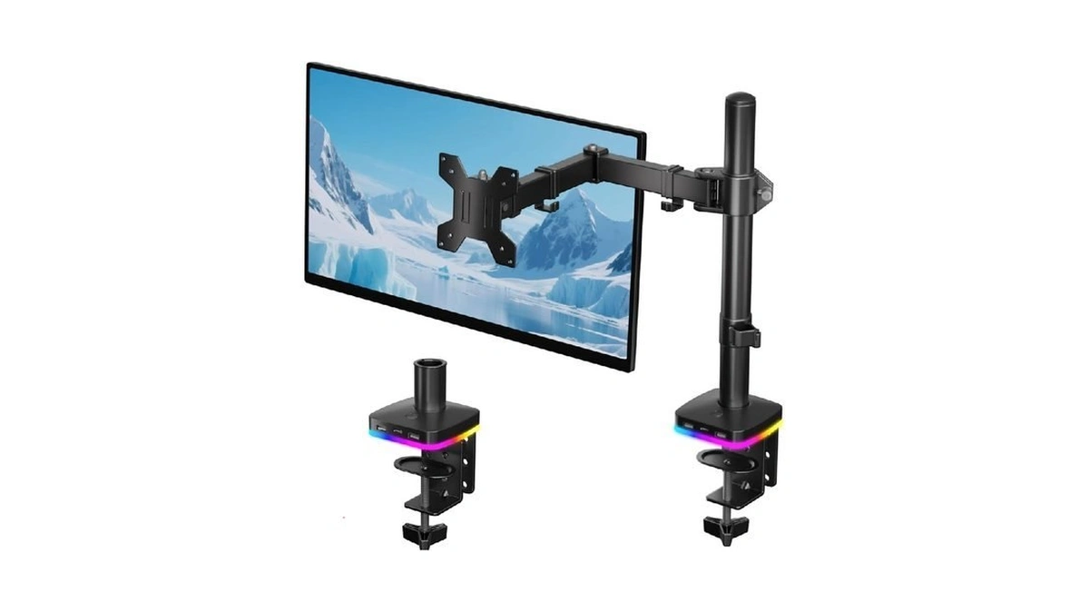 Afaloona Rgb Monitor Arm With Usb Hub, Single Monitor Stand