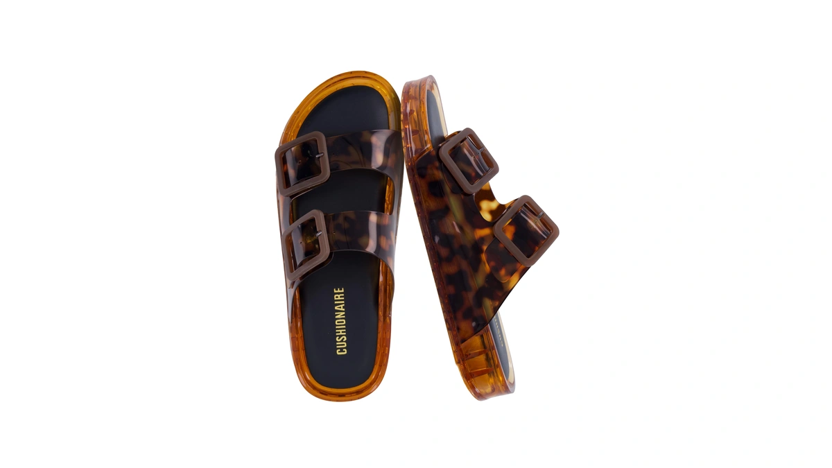 Cushionaire Pool Jelly Sandals For Women, Water Resistant Double Buckle