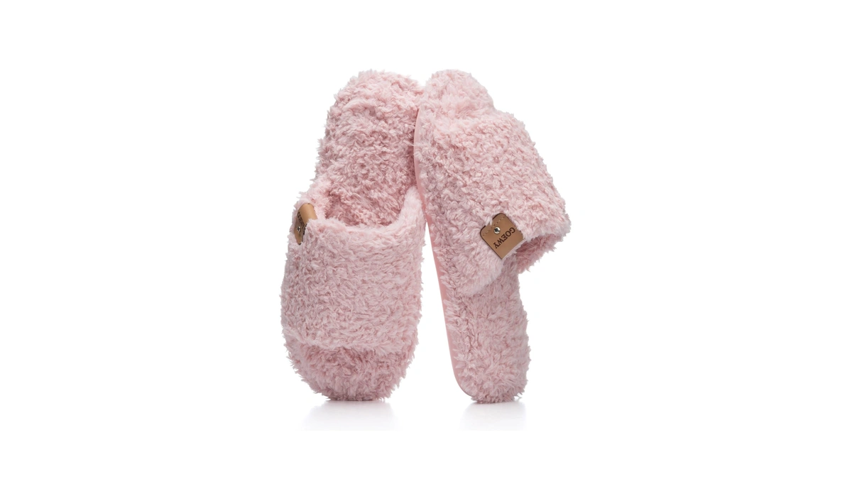 Goewy Fuzzy Open Toe Slippers For Women Indoor Cozy Memory