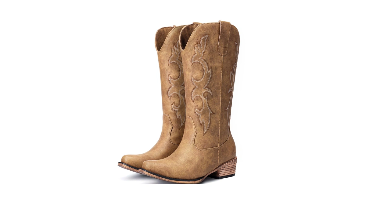 Choiran Cowboy Boots For Women - Mid Calf Cowgirl Boots
